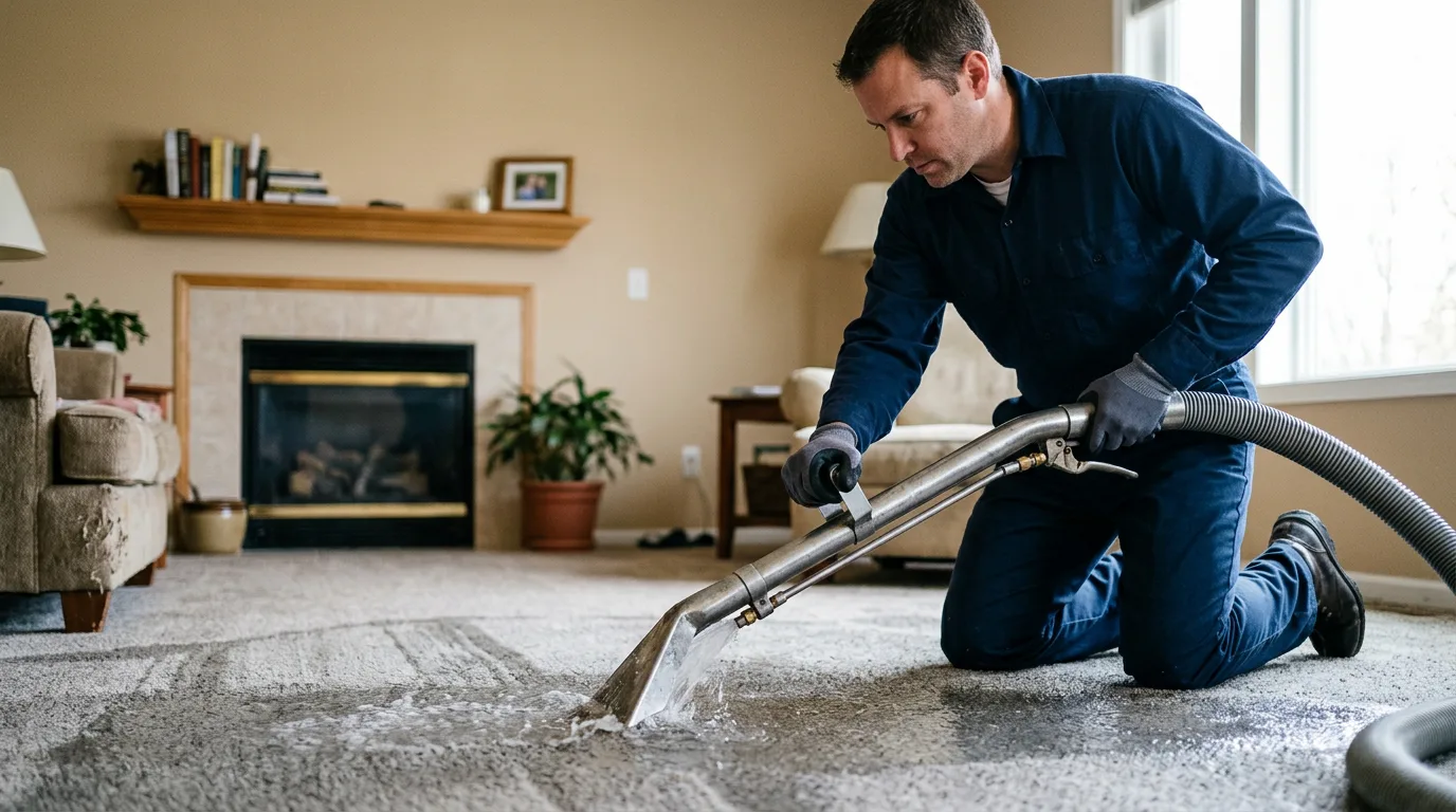 Water damage restoration technician working near Weimar, TX
